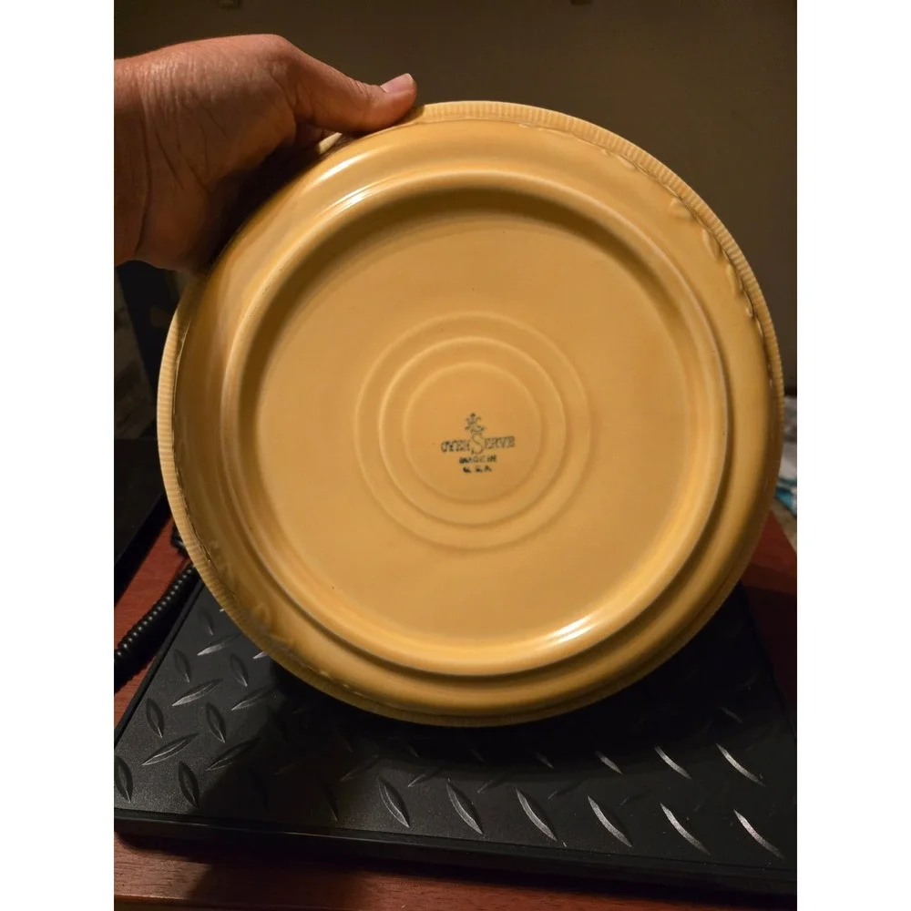 Vintage Homer Laughlin OvenServe Yellow Round Baking Dish Floral Embossed USA